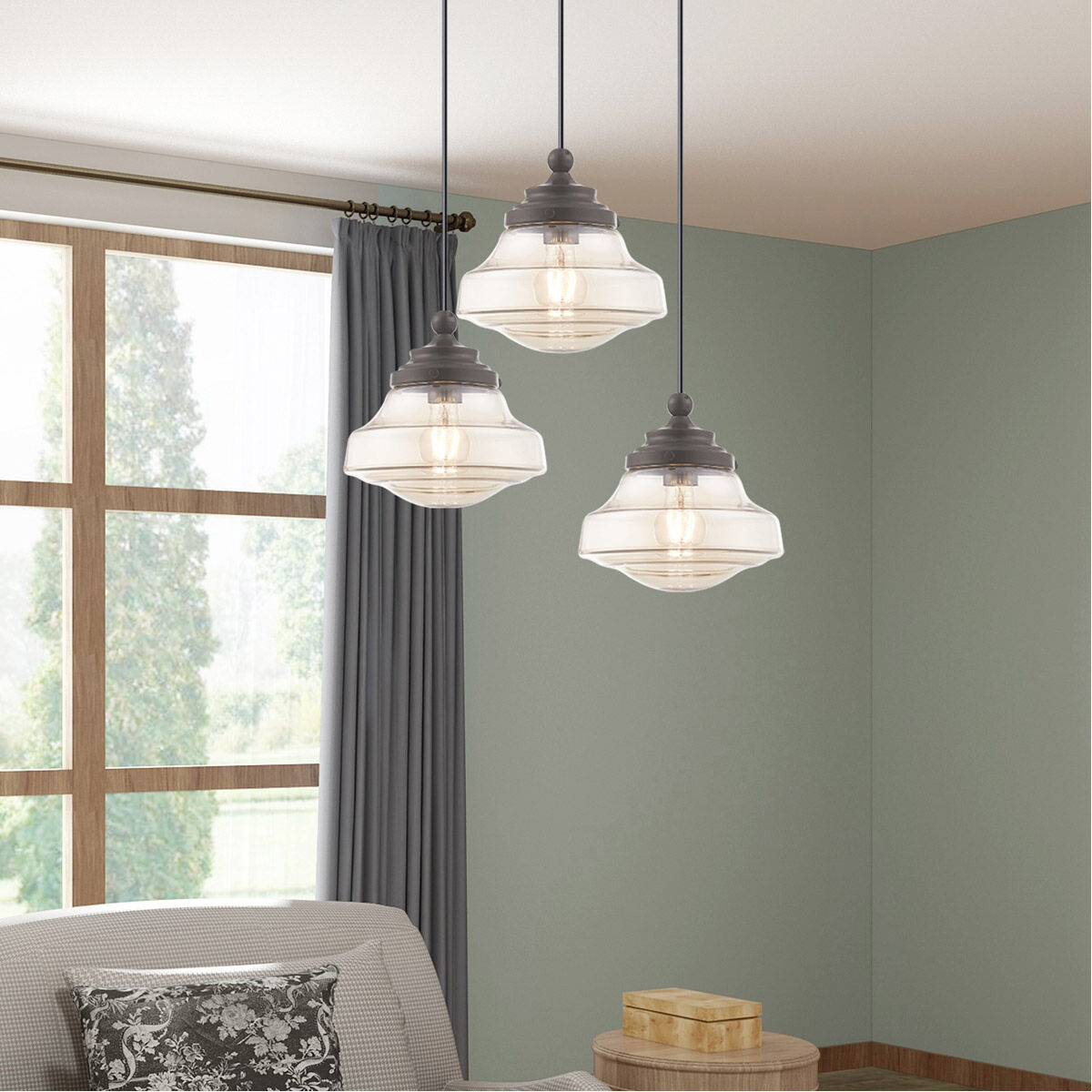 Art Glass 1 Light 9 inch English Bronze Mini Pendant Ceiling Light