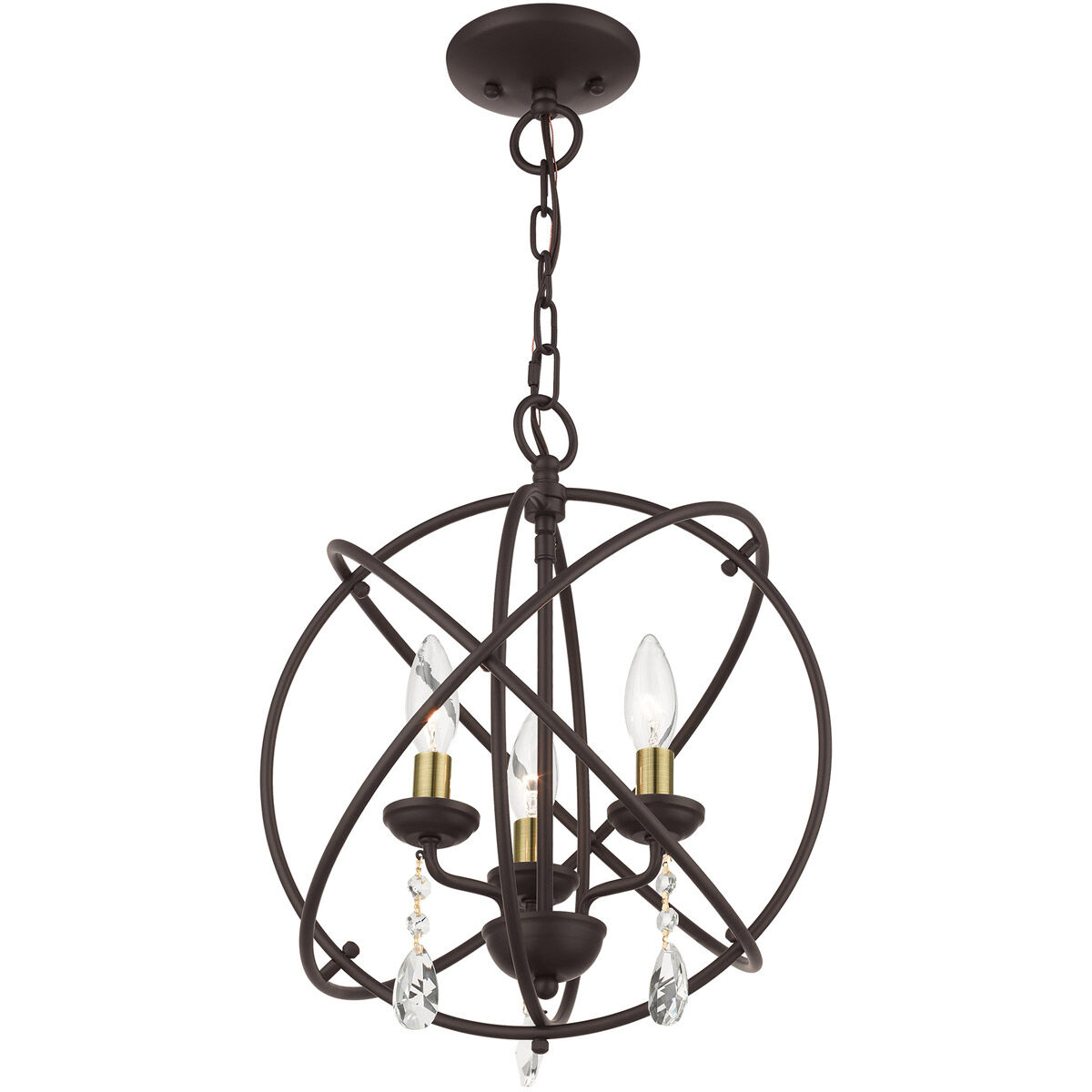 Aria 3 Light 15.5 inch Bronze Convertible Chandelier / Semi Flush Ceiling Light