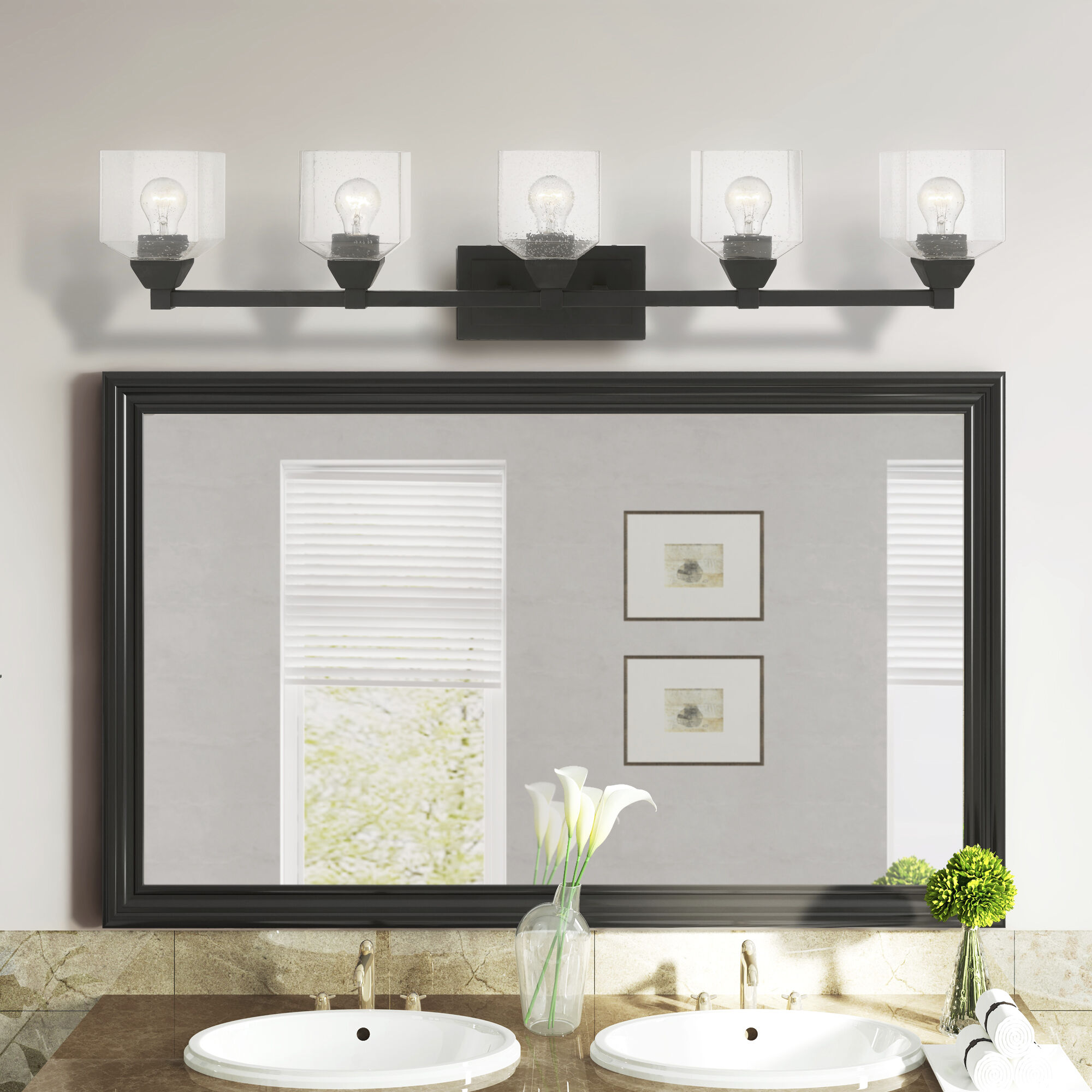 Aragon 5 Light 42 inch Black Vanity Sconce Wall Light