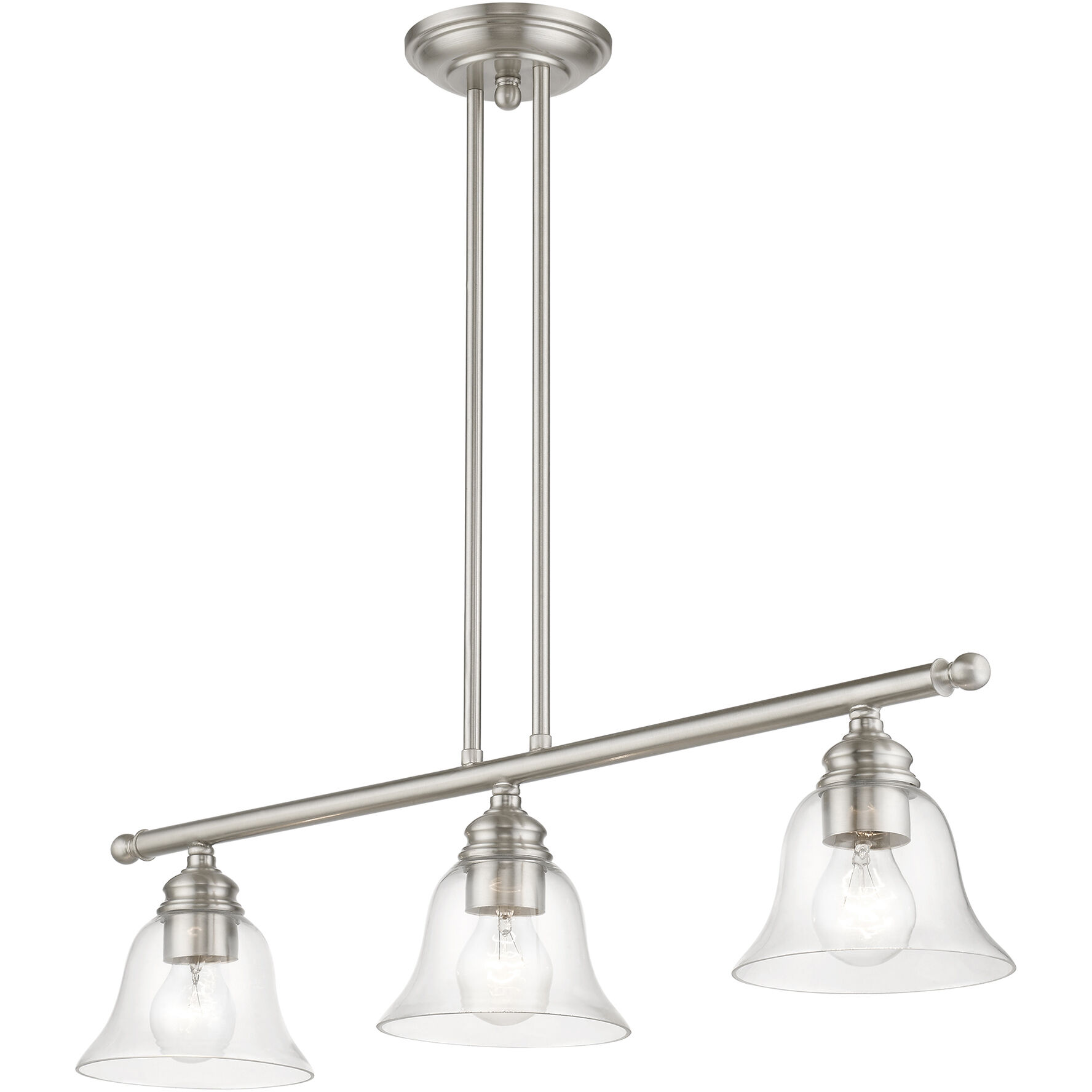 Moreland 3 Light 30 inch Brushed Nickel Linear Chandelier Ceiling Light