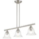 Moreland 3 Light 30 inch Brushed Nickel Linear Chandelier Ceiling Light