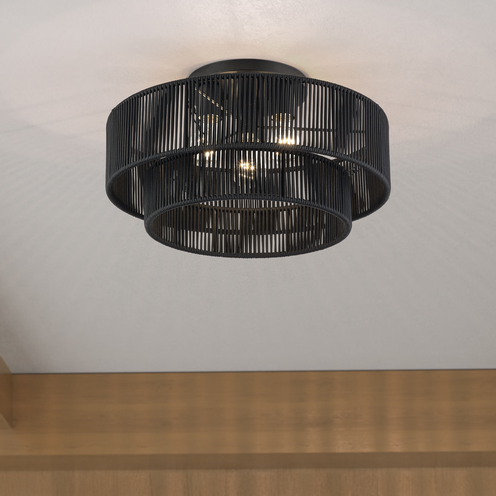 Acordia 3 Light 18 inch Black Semi Flush Mount Ceiling Light, Large