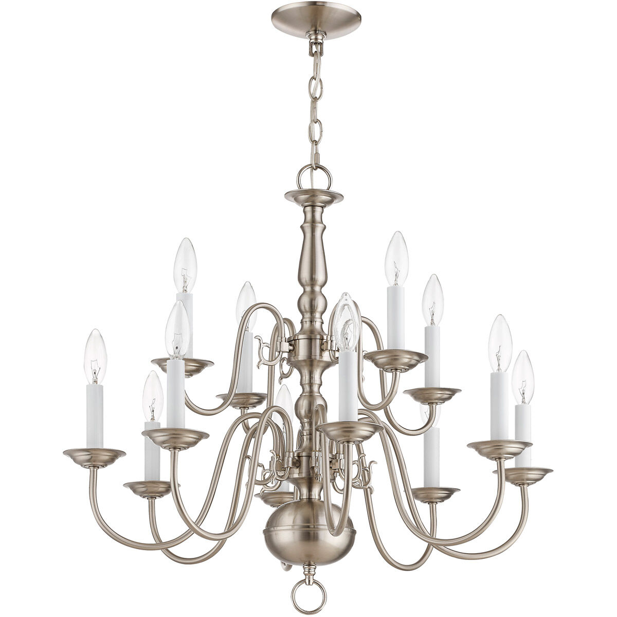 Williamsburgh 12 Light 26 inch Brushed Nickel Chandelier Ceiling Light