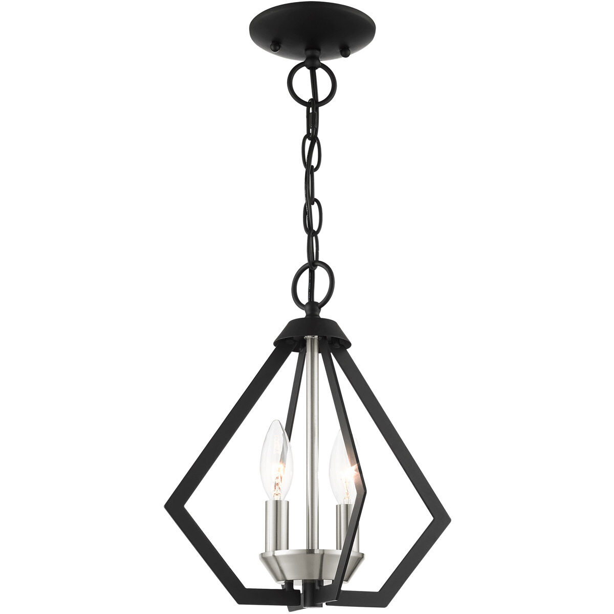 Prism 2 Light 11 inch Black with Brushed Nickel Cluster Convertible Semi Flush/Pendant Ceiling Light