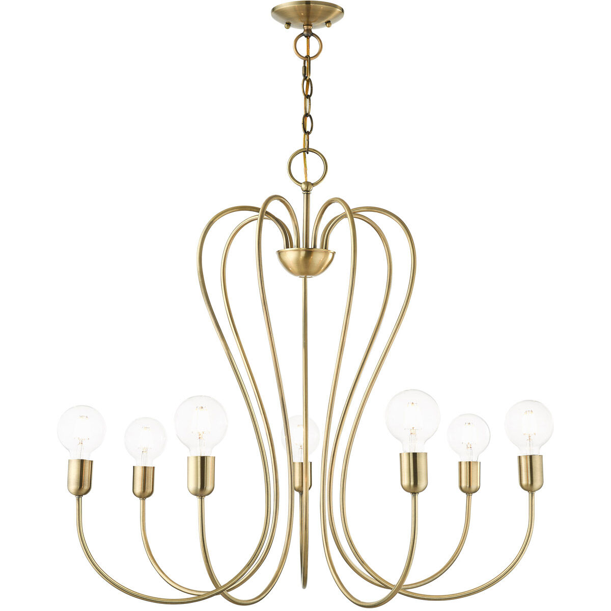 Lucerne 7 Light 30 inch Antique Brass Chandelier Ceiling Light