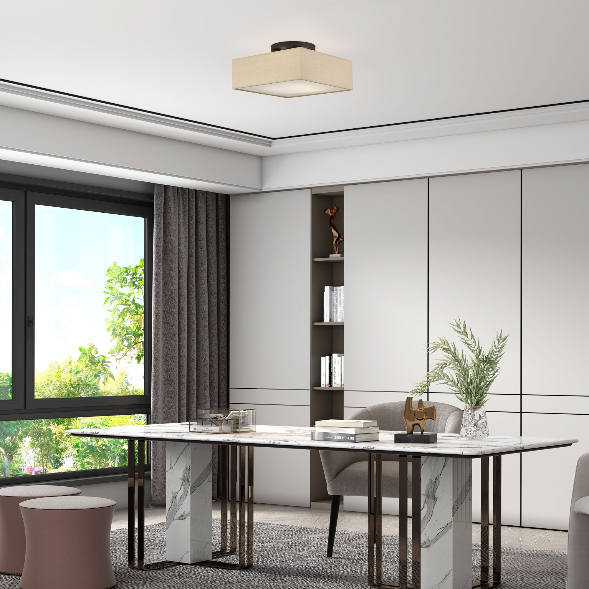 Summit 4 Light 15 inch Bronze Semi Flush Mount Ceiling Light, Large