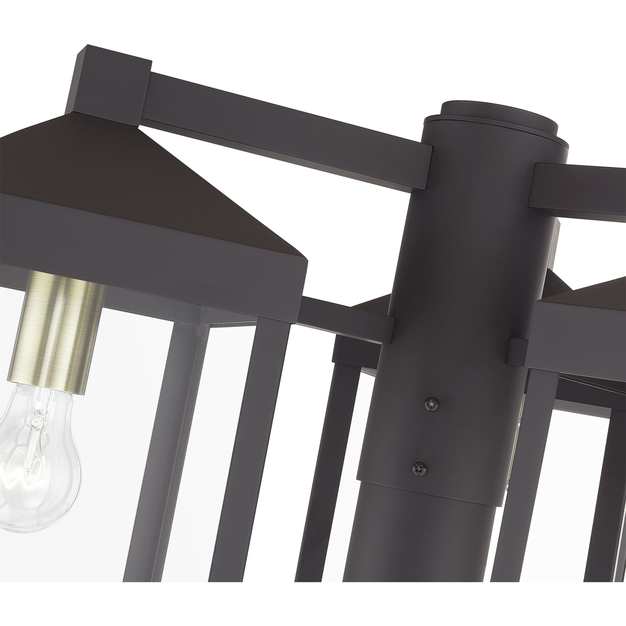 Nyack 3 Light 96.25 inch Bronze with Antique Brass Accents Outdoor 3 Head Post Light