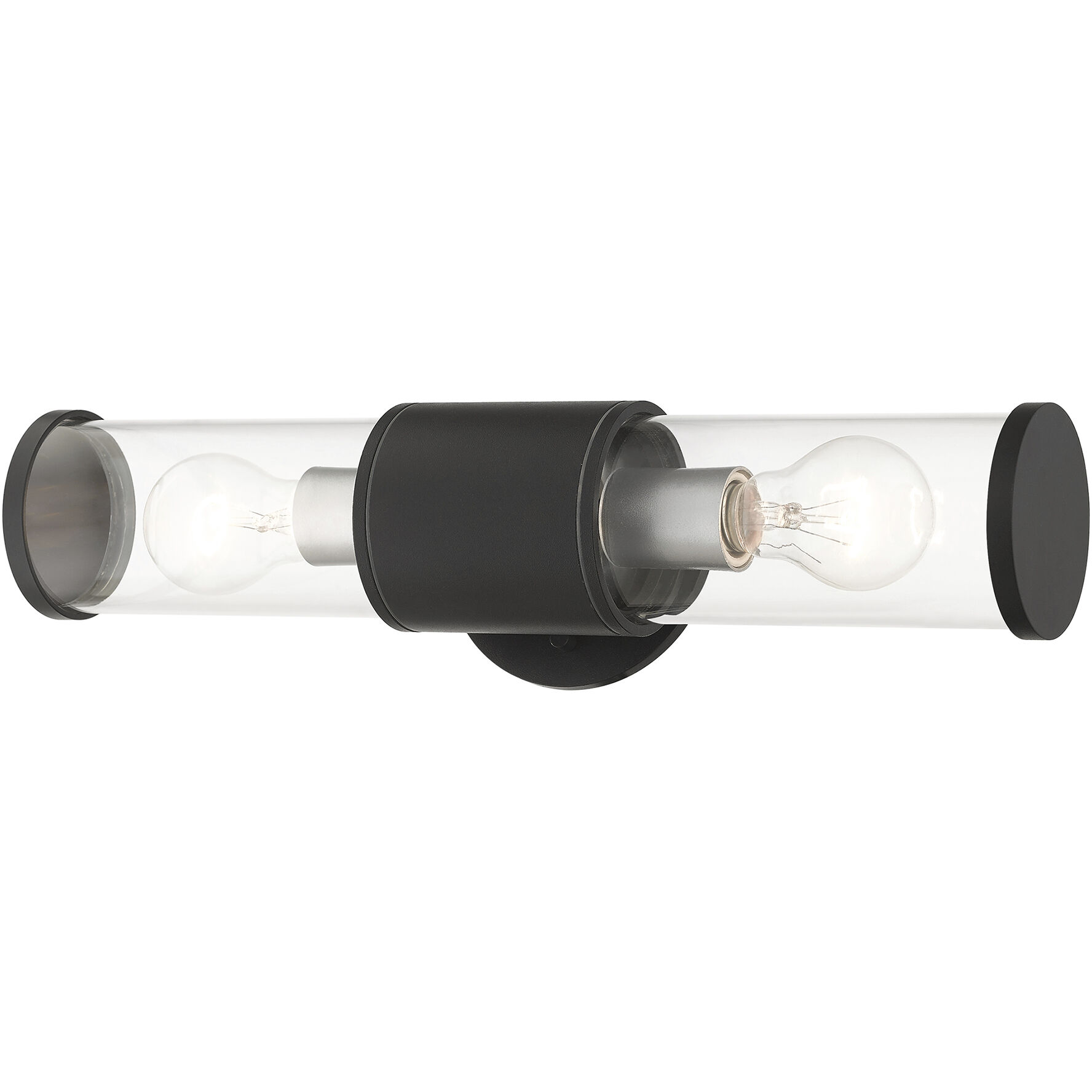 Atlantic 2 Light 17 inch Textured Black with Antique Silver Finish Accents ADA Outdoor Large ADA Wall Lantern Wall Light