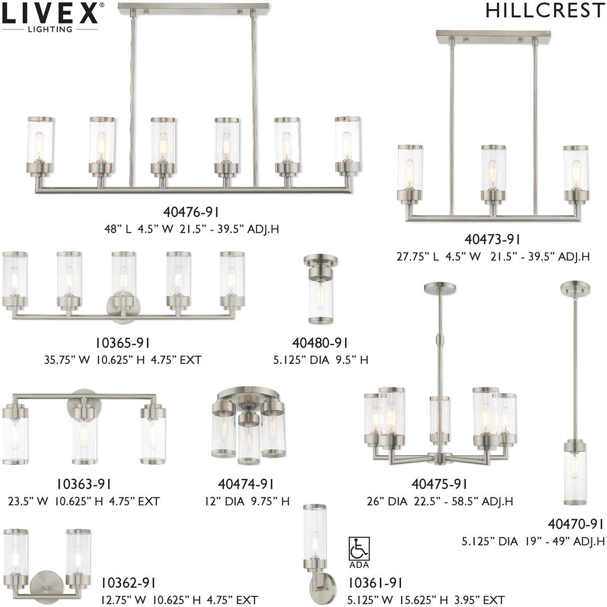 Hillcrest 1 Light 5.13 inch Brushed Nickel Mini Pendant Ceiling Light