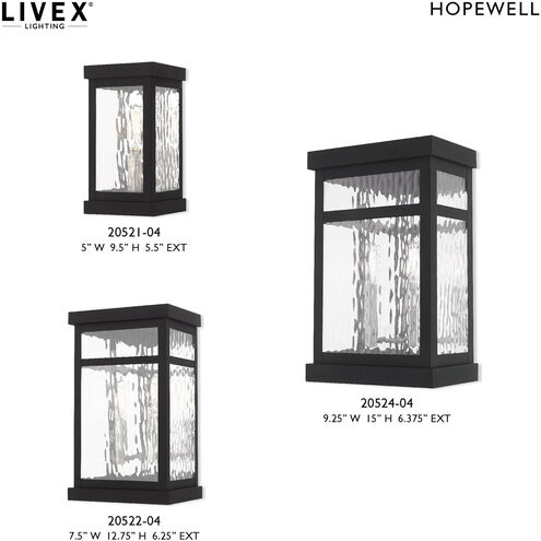 Hopewell 2 Light 15 inch Black Outdoor Wall Lantern