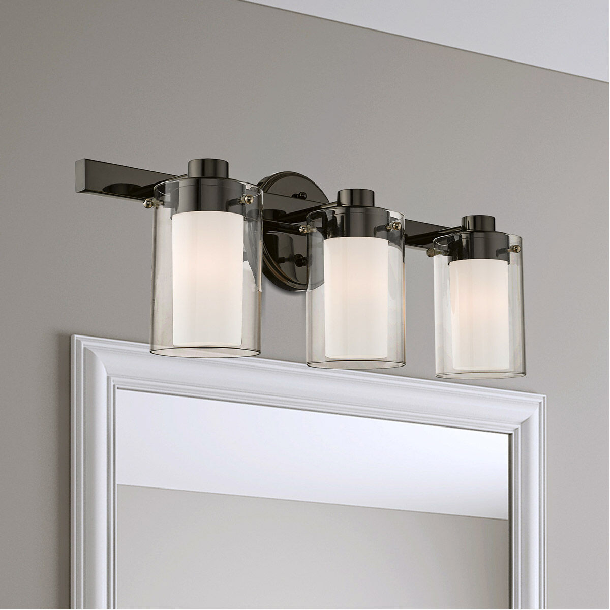 Manhattan 3 Light 23 inch Polished Black Chrome Vanity Sconce Wall Light