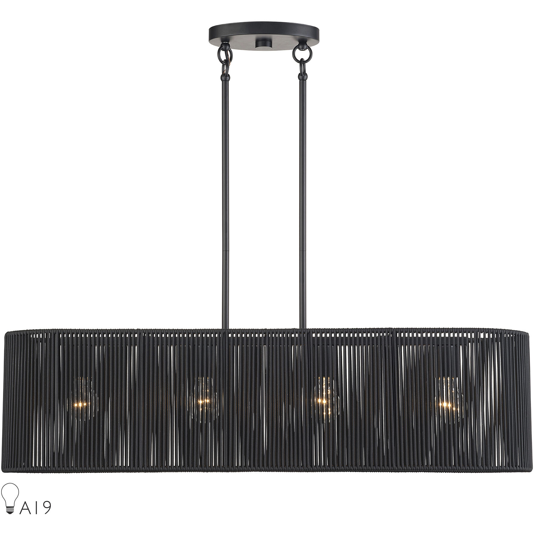 Acordia 4 Light 36 inch Black Linear Chandelier Ceiling Light, Large