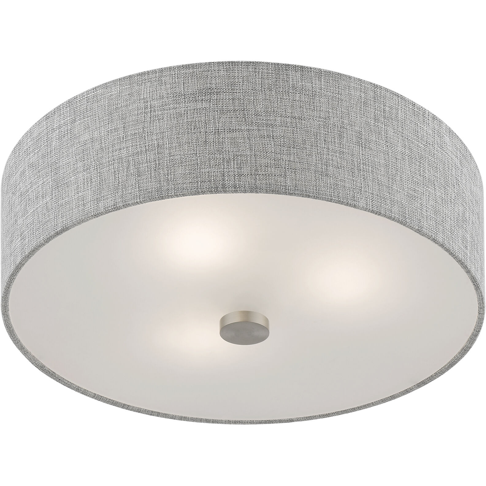 Dakota 3 Light 15 inch Brushed Nickel with Shiny White Accents Semi-Flush Ceiling Light