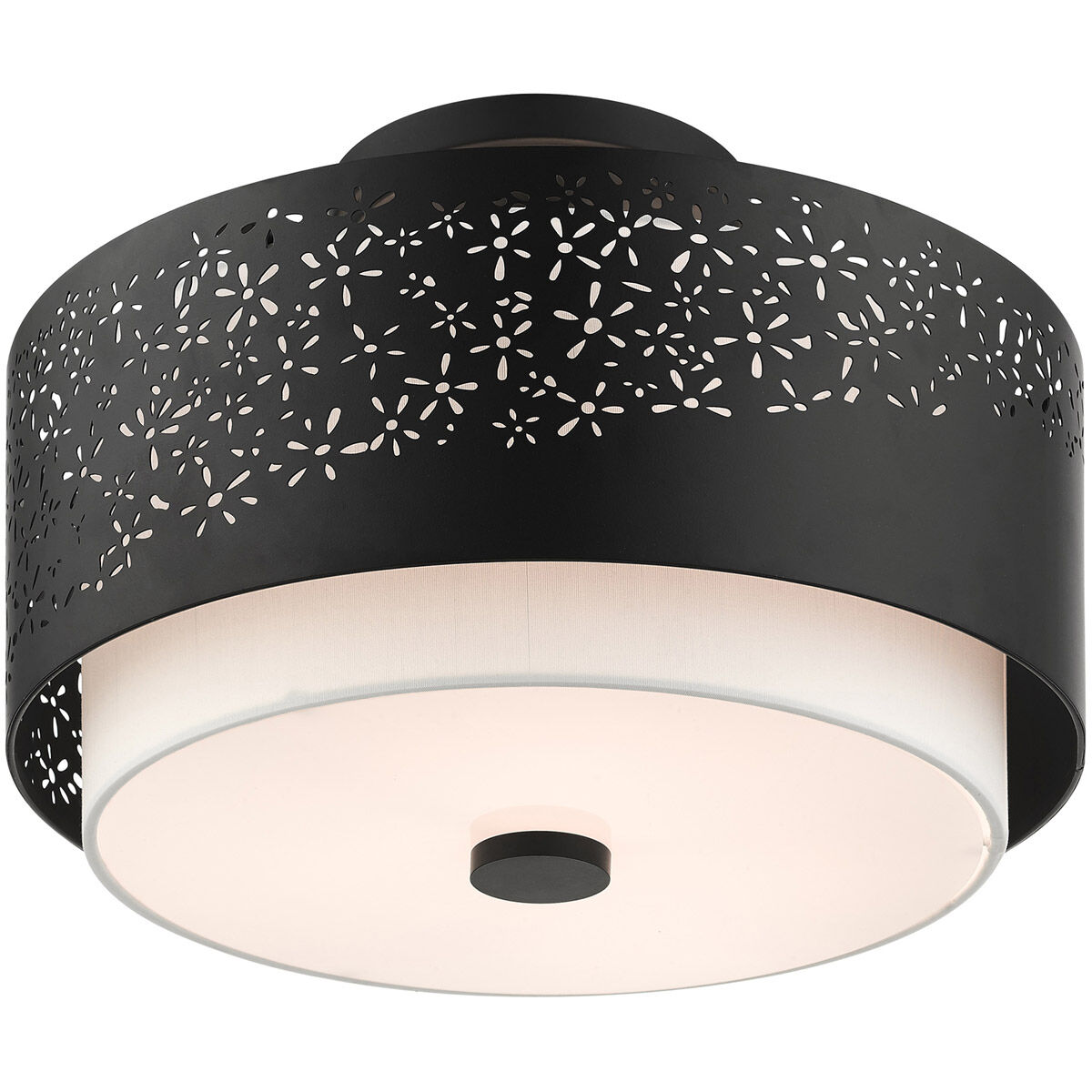Noria 3 Light 15 inch Black Semi Flush Ceiling Light