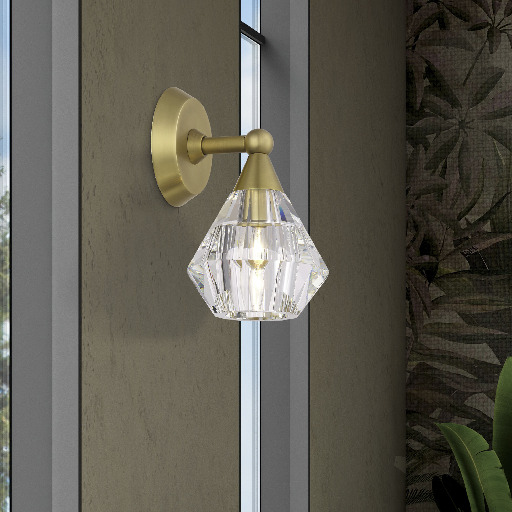 Brussels 1 Light 7 inch Natural Brass Crystal Single Sconce Wall Light