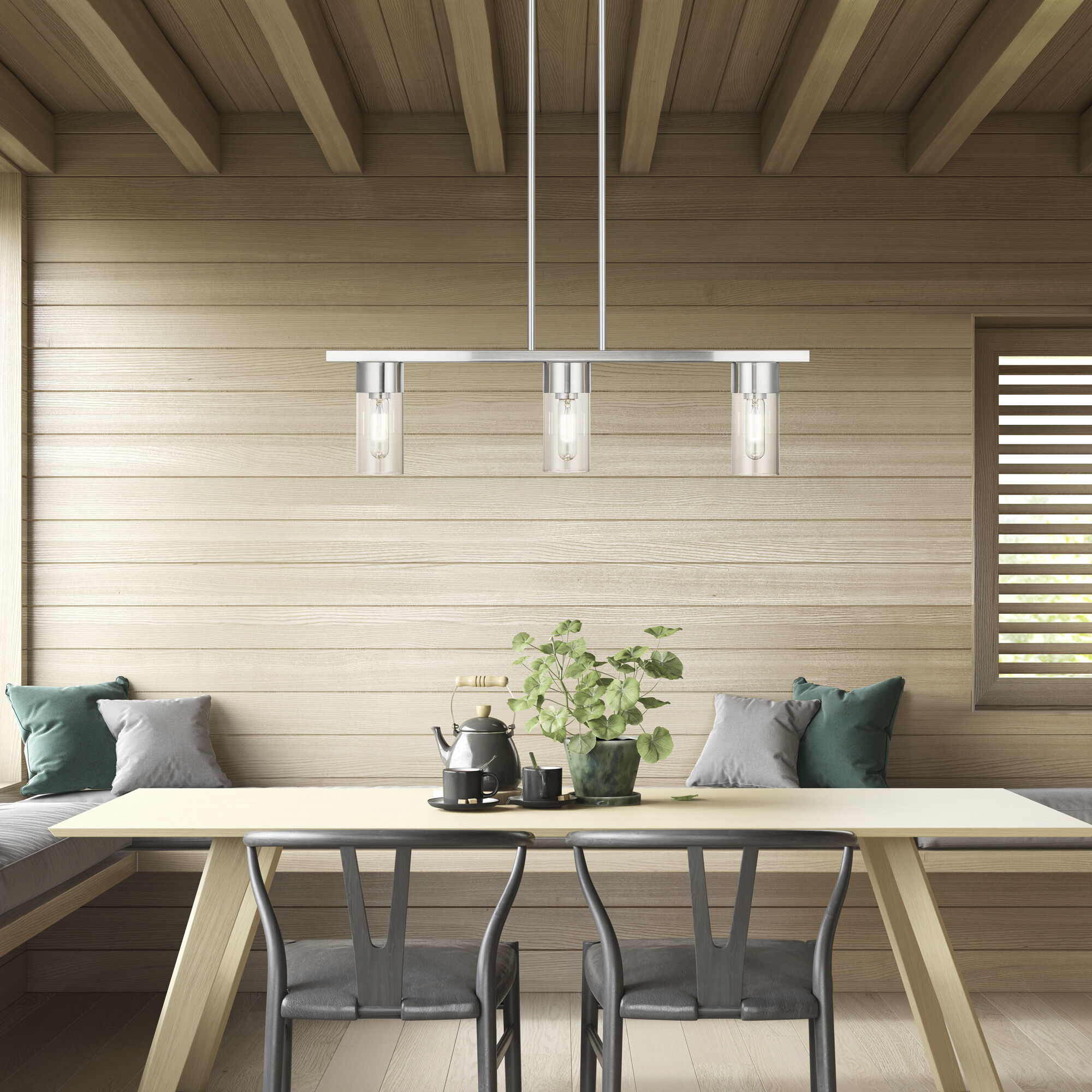 Carson 3 Light 30 inch Brushed Nickel Linear Chandelier Ceiling Light