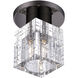 Rotterdam 1 Light 7 inch Black Chrome Crystal Semi-Flush Ceiling Light