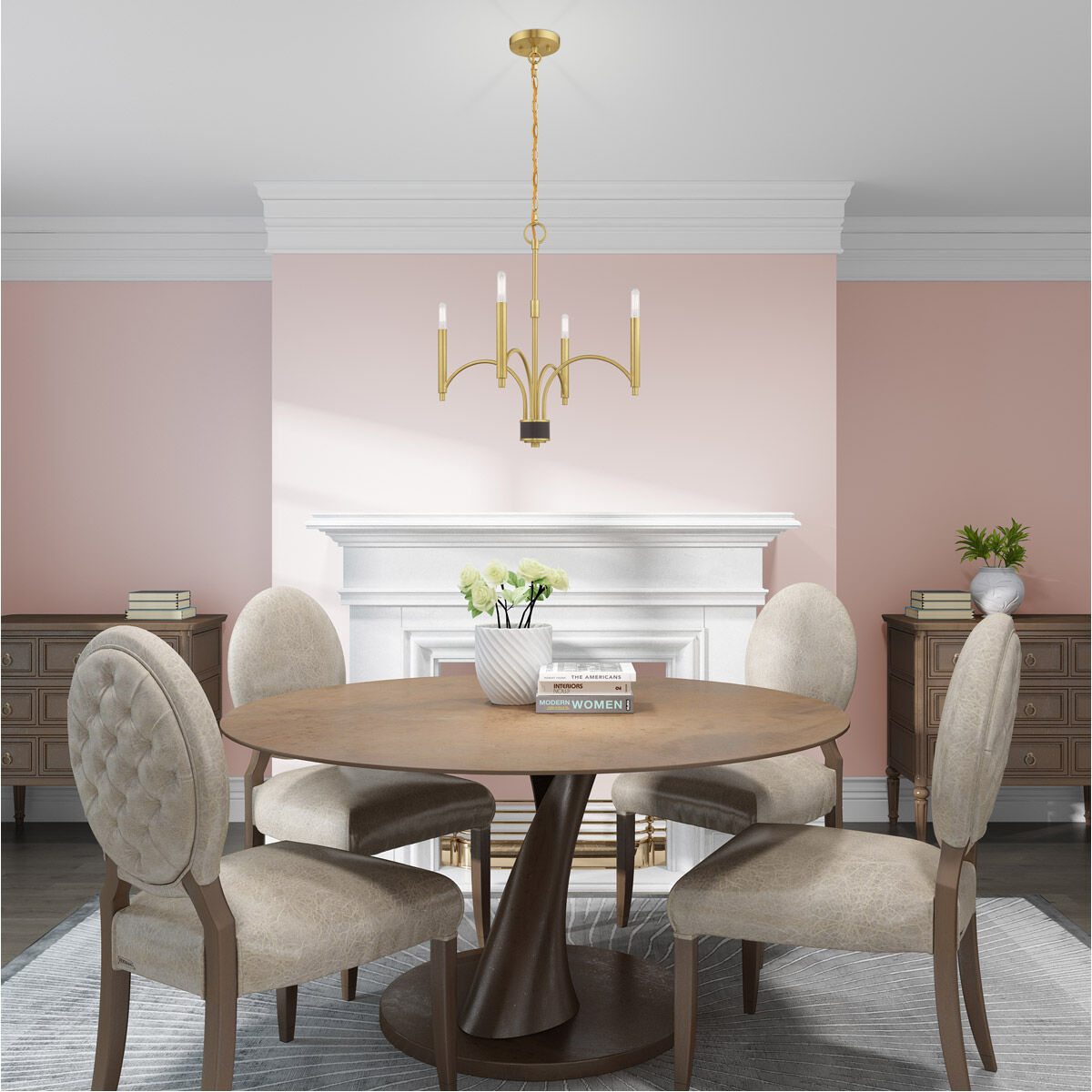 Wisteria 4 Light 19.75 inch Satin Brass Mini Chandelier Ceiling Light