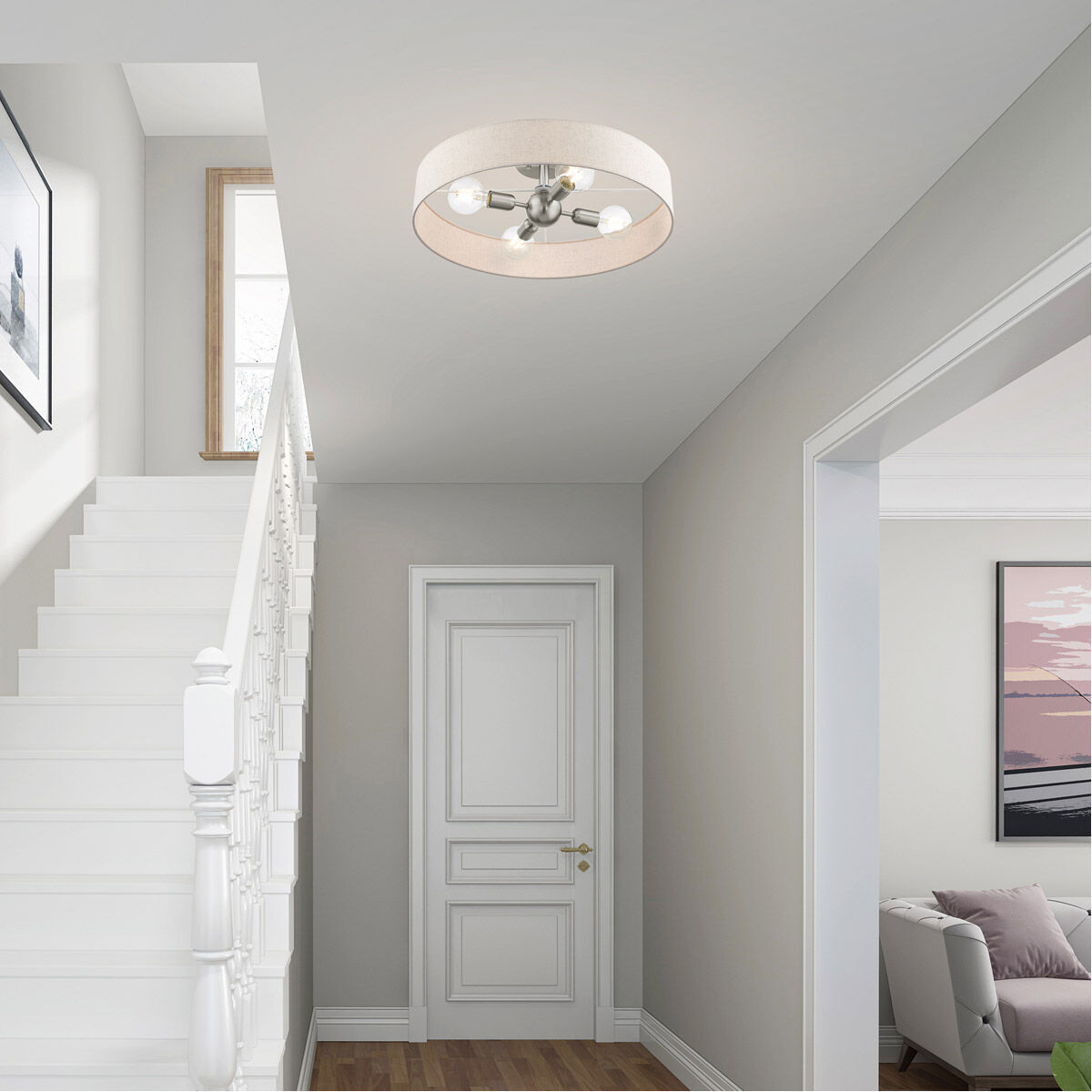 Venlo 4 Light 22 inch Brushed Nickel Semi Flush Ceiling Light