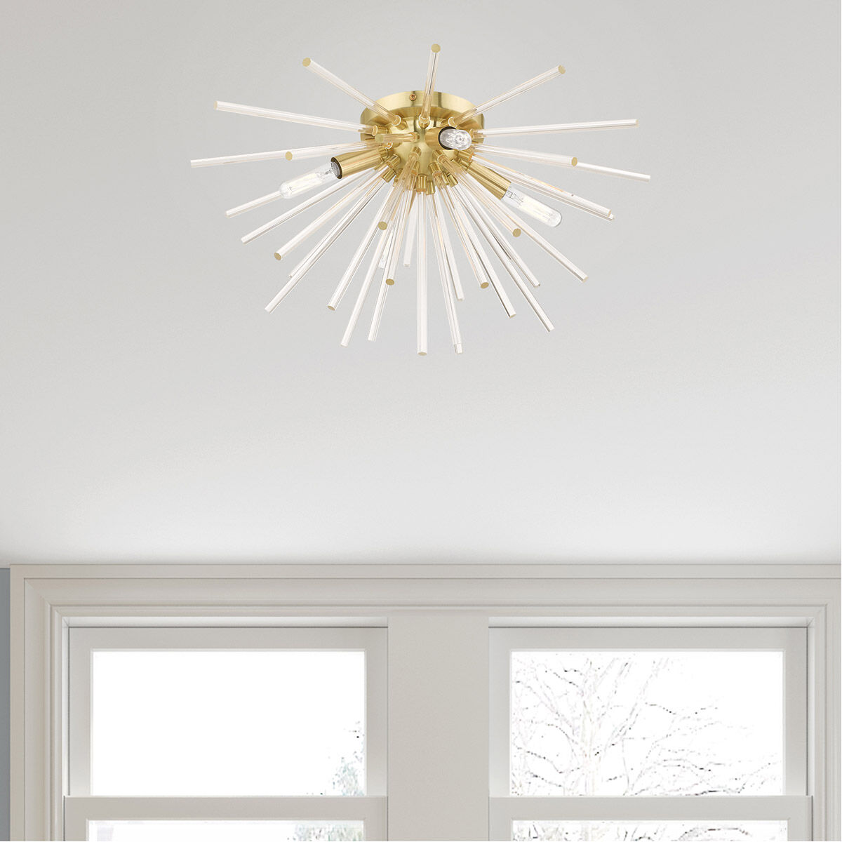 Utopia 4 Light 20 inch Satin Brass Flush Mount Ceiling Light
