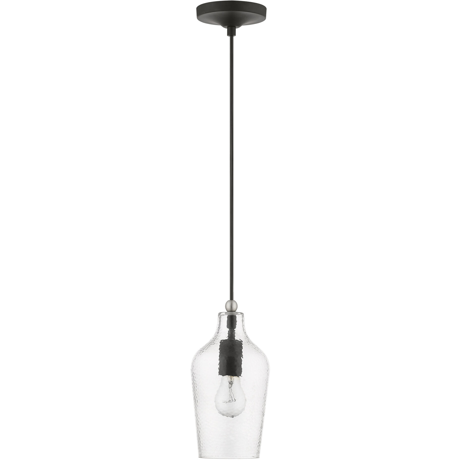 Avery 1 Light 5 inch Black with Brushed Nickel Accent Mini Pendant Ceiling Light