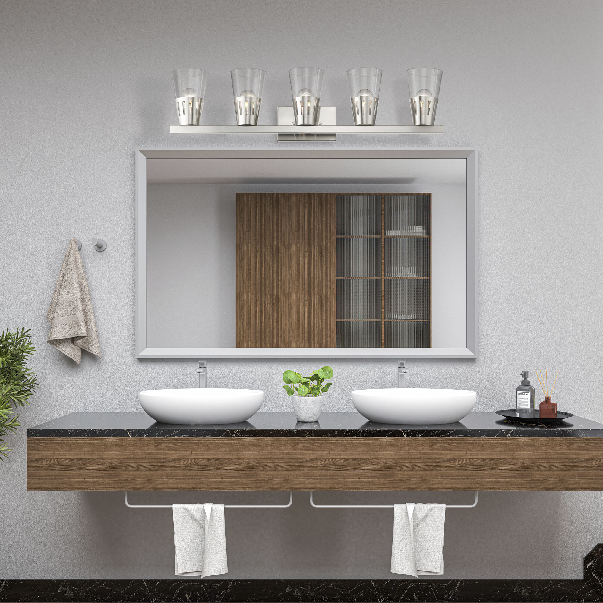 Bennington 5 Light 35.75 inch Brushed Nickel Large Vanity Sconce Wall Light