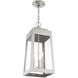 Oslo 3 Light 8 inch Brushed Nickel Outdoor Pendant Lantern
