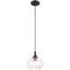 Art Glass 1 Light 8 inch English Bronze Mini Pendant Ceiling Light in Shiny Dark Gray