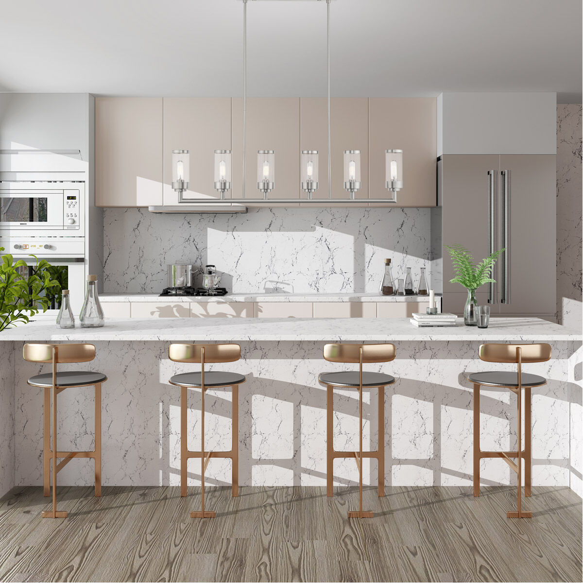 Hillcrest 6 Light 48 inch Brushed Nickel Linear Chandelier Ceiling Light