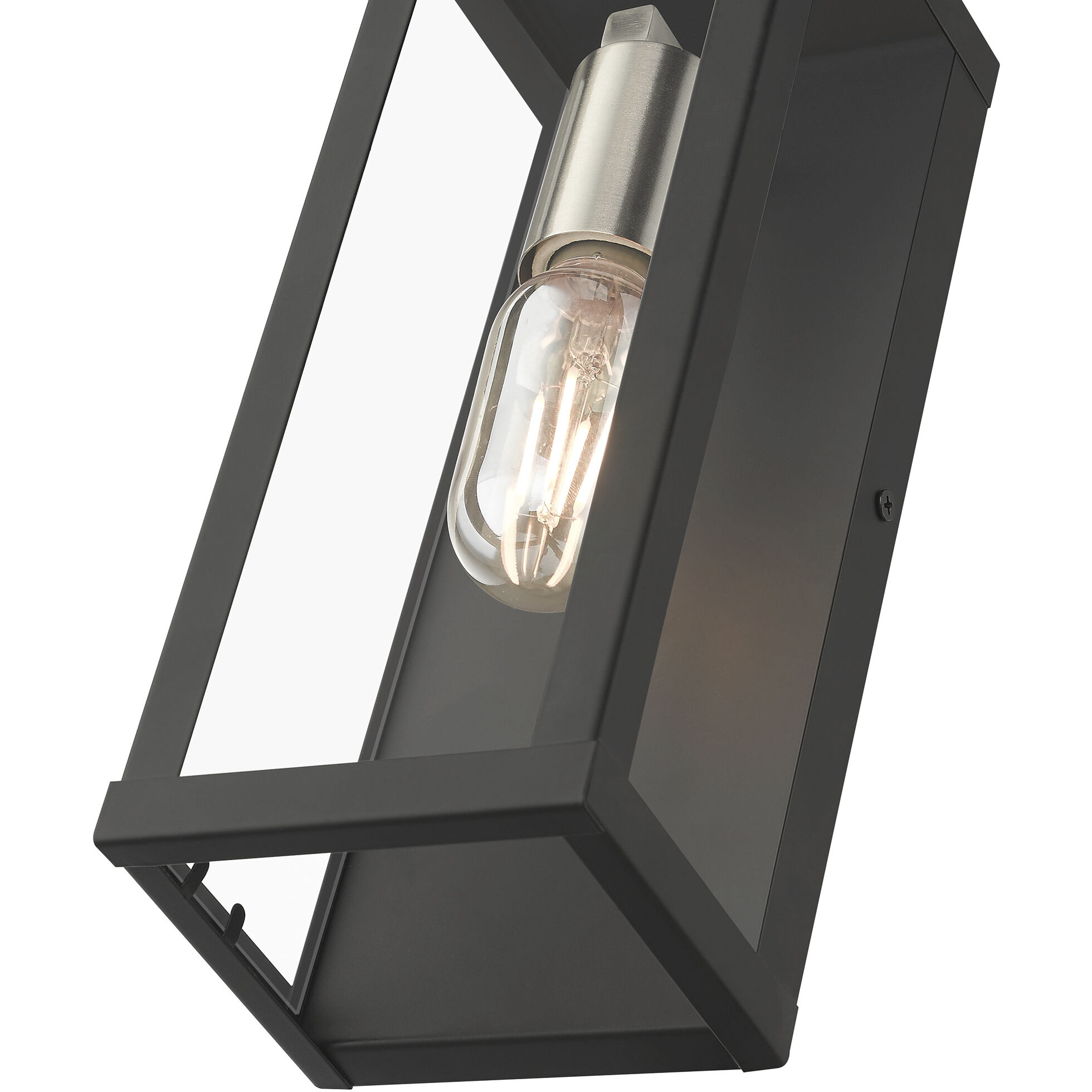 Gaffney 1 Light 11 inch Black with Brushed Nickel Finish Accents Outdoor Wall Lantern in Black with Brushed Nickel Accent, Medium