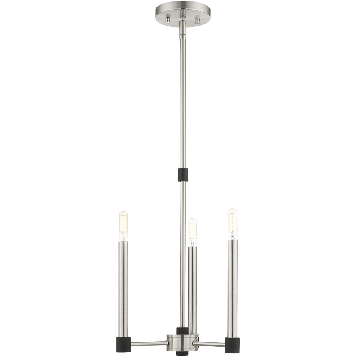Karlstad 3 Light 12 inch Brushed Nickel with Satin Brass Accents Chandelier Ceiling Light