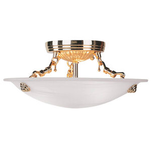 Oasis 3 Light 12 inch Polished Brass Semi-Flush Mount Ceiling Light