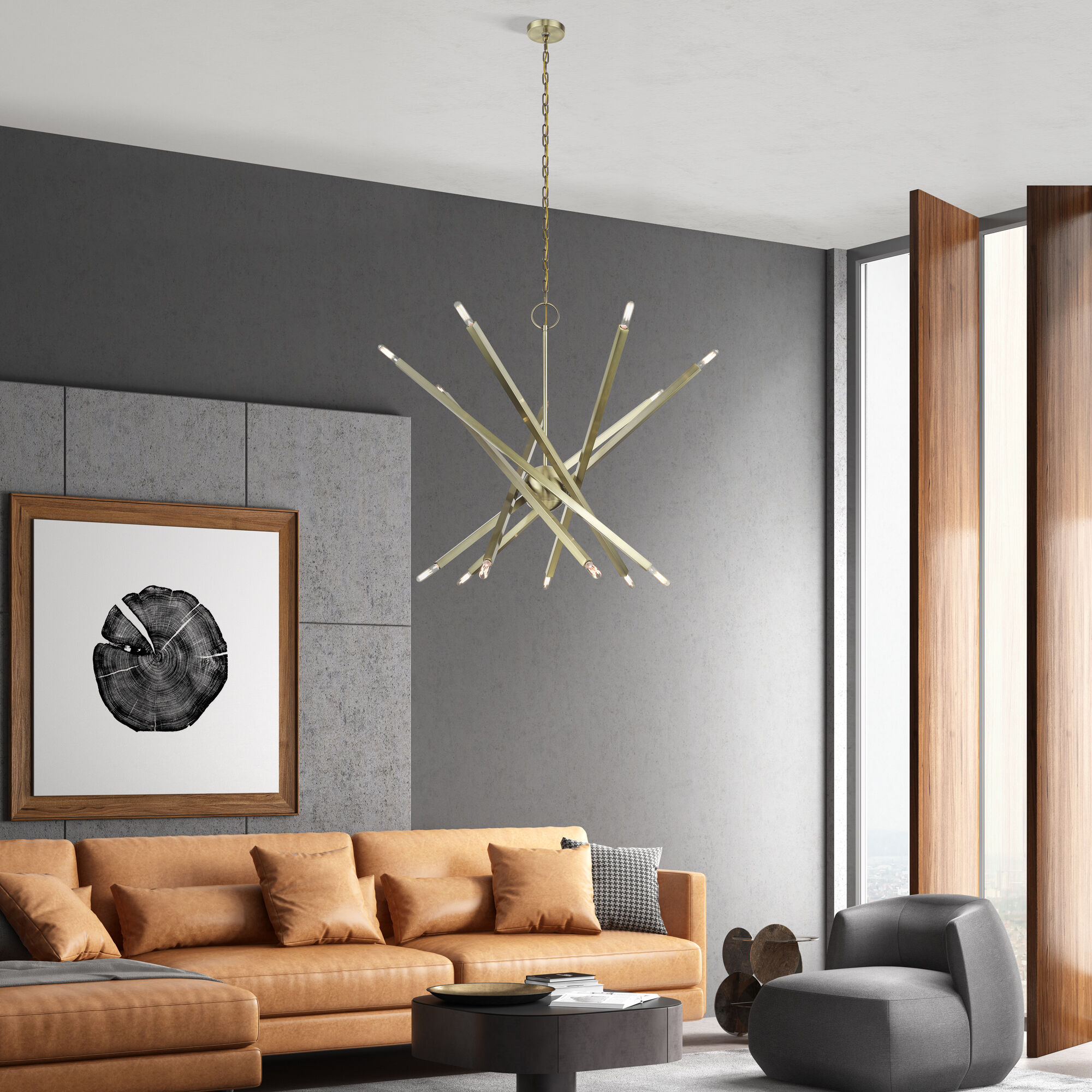 Monaco 14 Light 40 inch Antique Brass Foyer Chandelier Ceiling Light