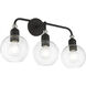 Downtown 3 Light 24 inch Black with Brushed Nickel Accents Vanity Sconce Wall Light, Sphere