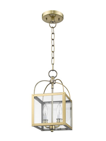 Milford 2 Light 8 inch Antique Brass Convertible Mini Pendant/Ceiling Mount Ceiling Light