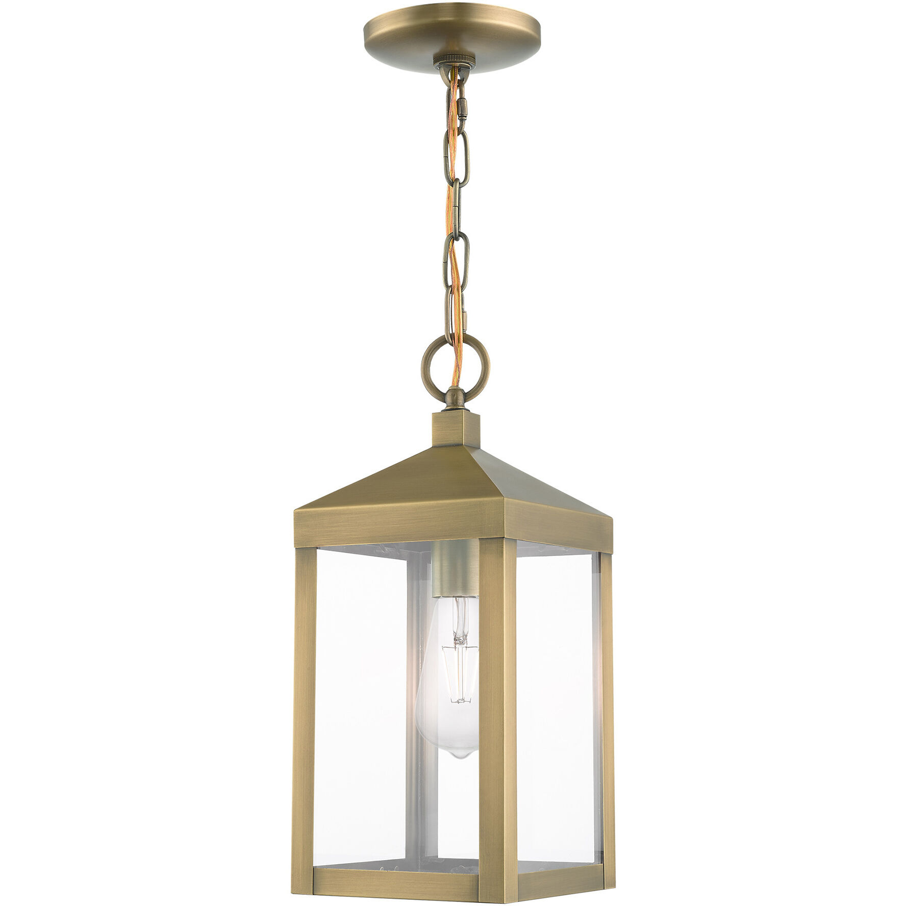 Nyack 1 Light 6 inch Antique Brass Outdoor Pendant Lantern