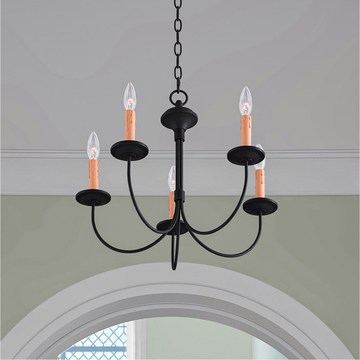 Heritage 5 Light 20 inch Black Chandelier Ceiling Light