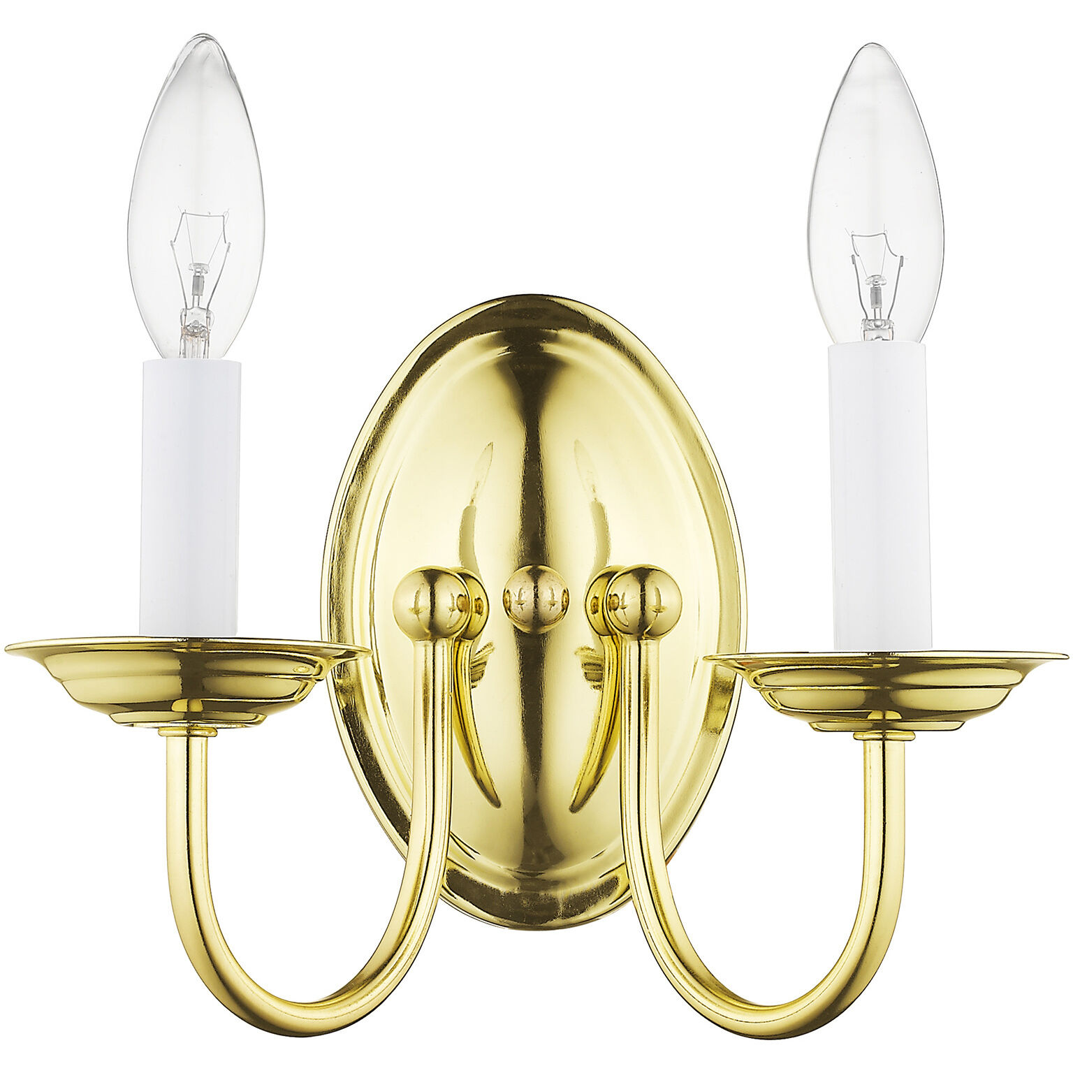 Home Basics 2 Light 10 inch Polished Brass Wall Sconce Wall Light