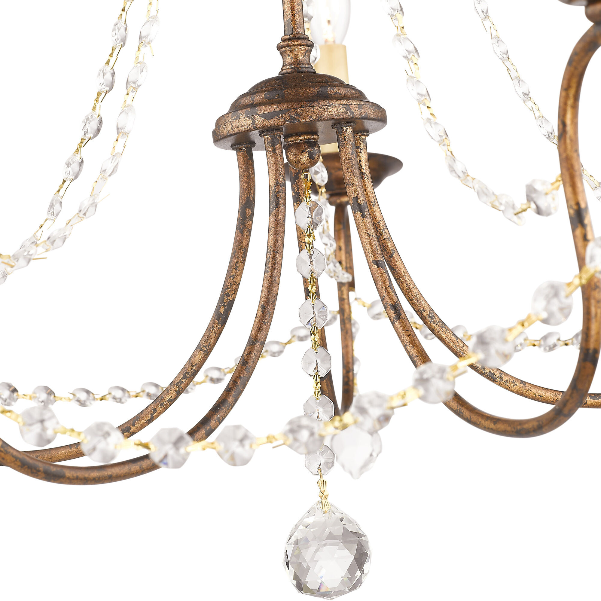 Pennington 5 Light 25 inch Hand Applied Venetian Golden Bronze Chandelier Ceiling Light