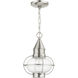Newburyport 1 Light 9 inch Brushed Nickel Outdoor Pendant Lantern 