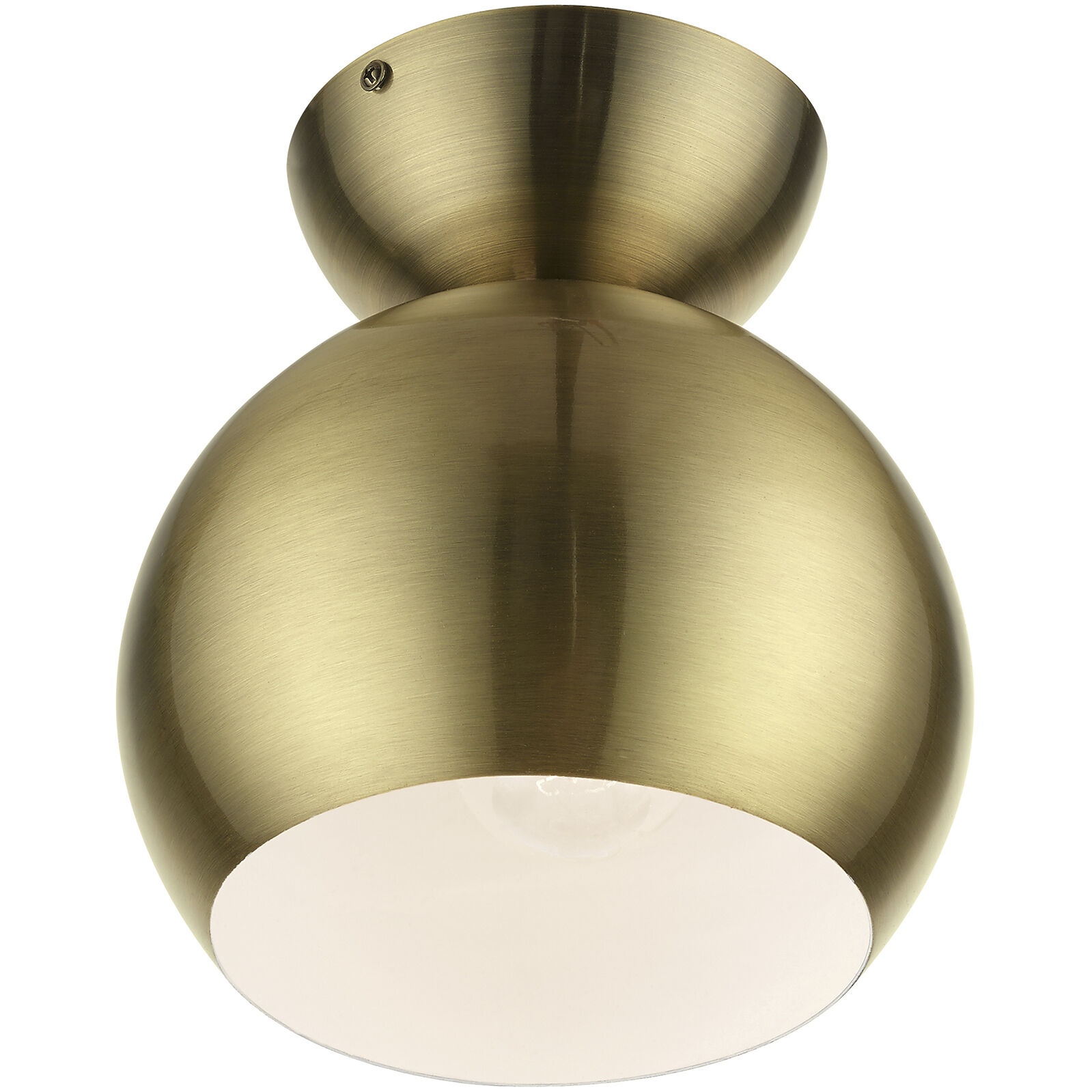 Stockton 1 Light 8 inch Antique Brass Semi-Flush Ceiling Light, Globe