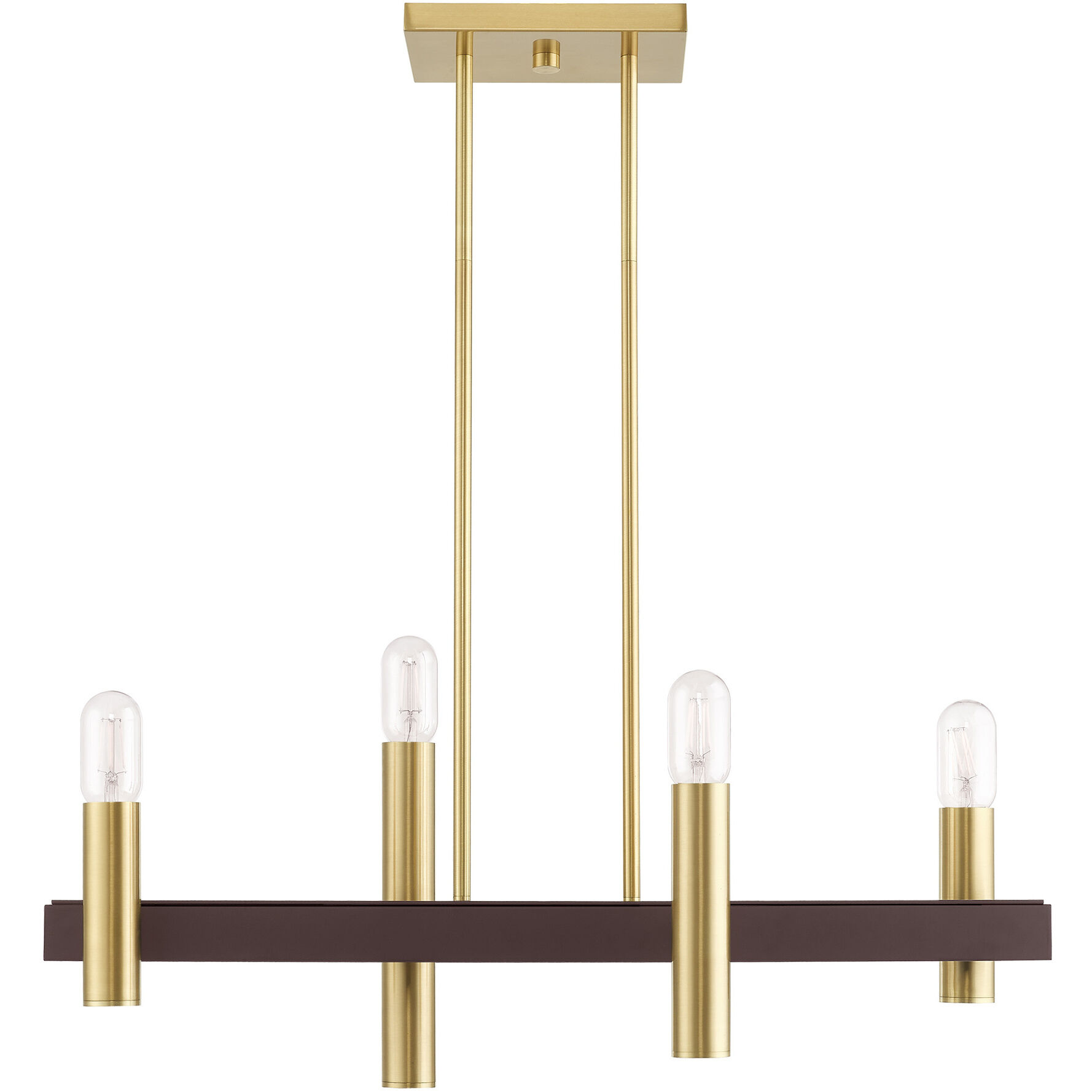 Helsinki 4 Light 8.25 inch Satin Brass with Bronze Accents Chandelier Ceiling Light