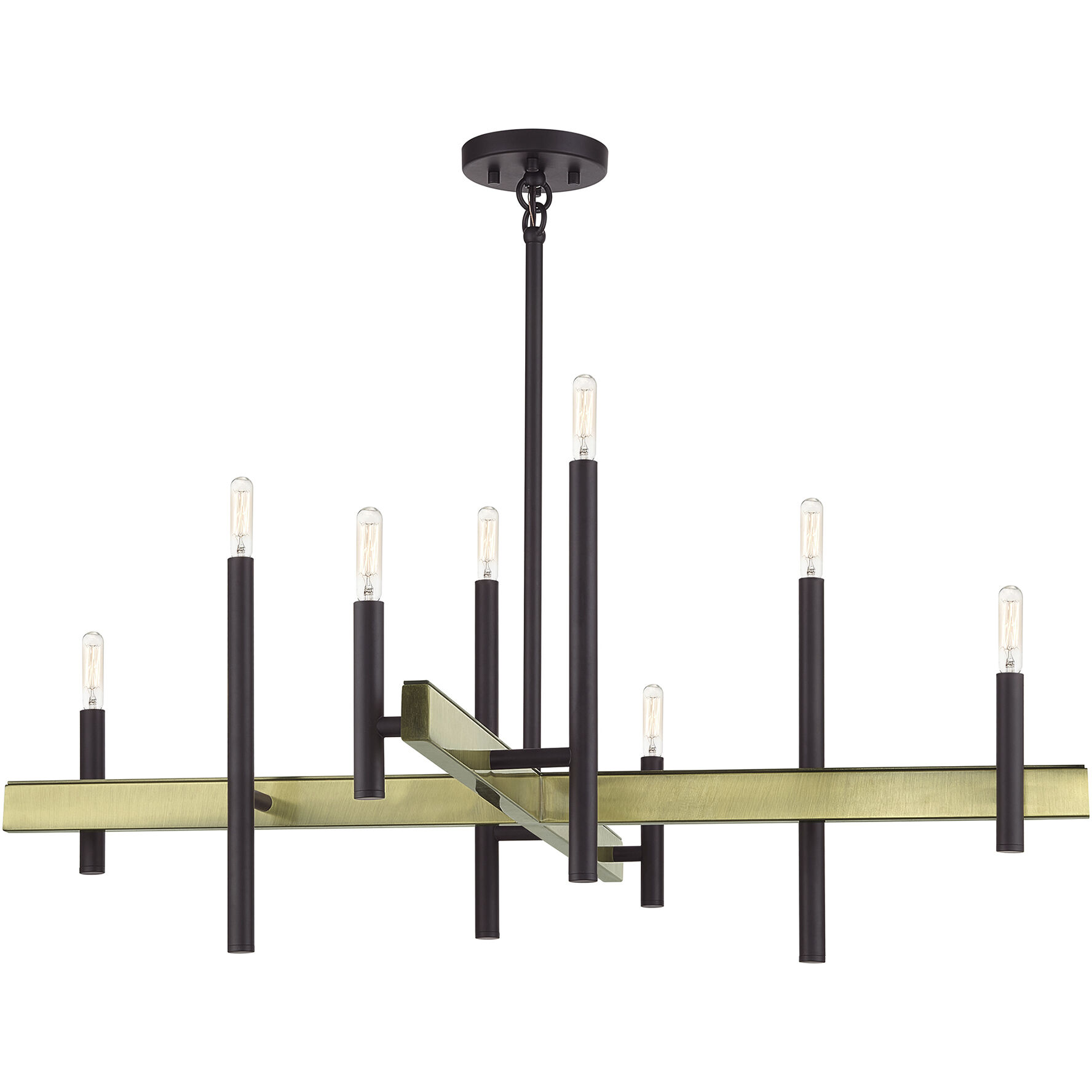 Denmark 8 Light 36 inch Bronze with Antique Brass Accents Chandelier Ceiling Light