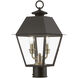 Wentworth 2 Light 17.5 inch Bronze with Antique Brass Finish Cluster Outdoor Post Top Lantern, Medium