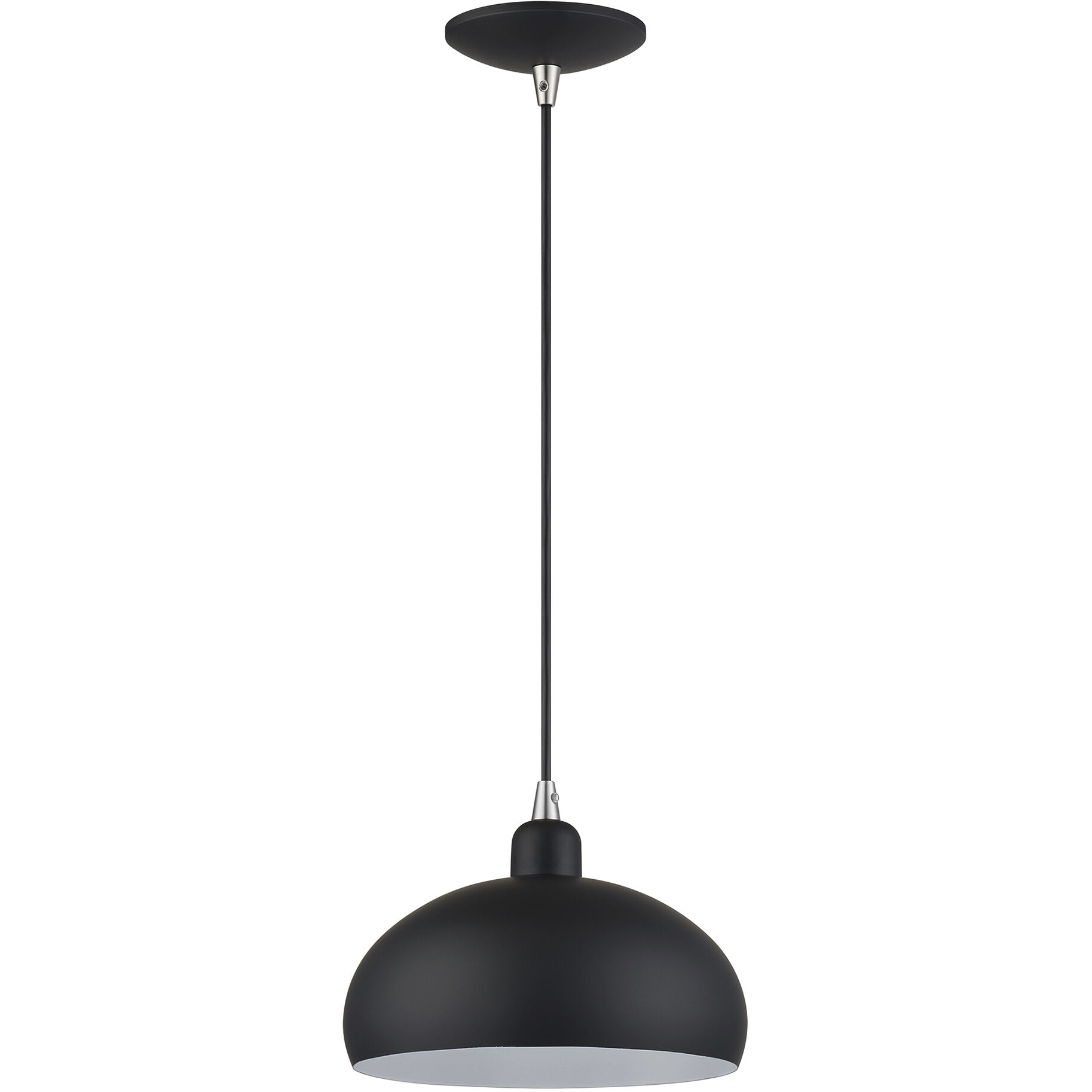 Domma 1 Light 10 inch Black with Brushed Nickel Accents Pendant Ceiling Light