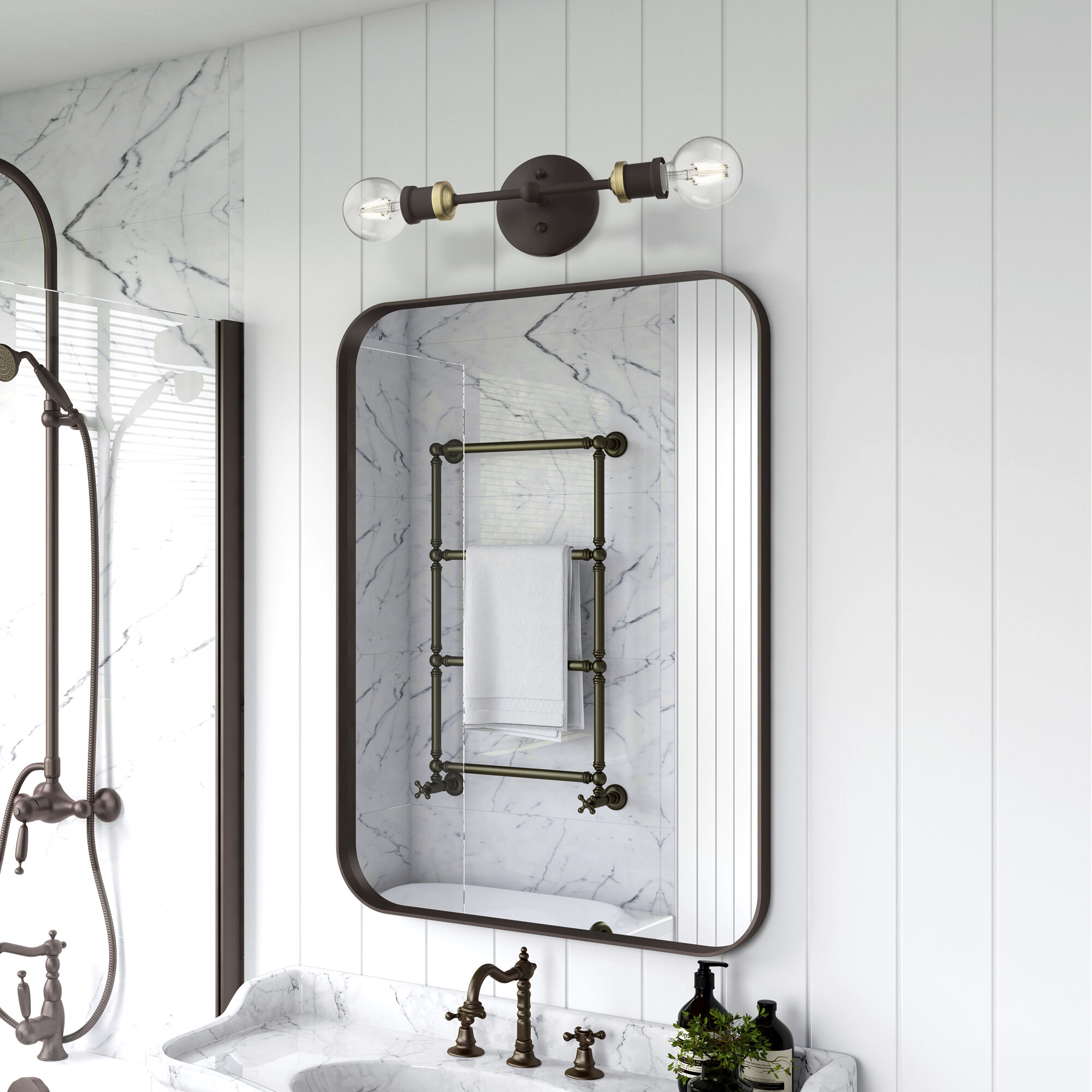 Lansdale 2 Light 5 inch Bronze with Antique Brass Accents Vanity Sconce Wall Light