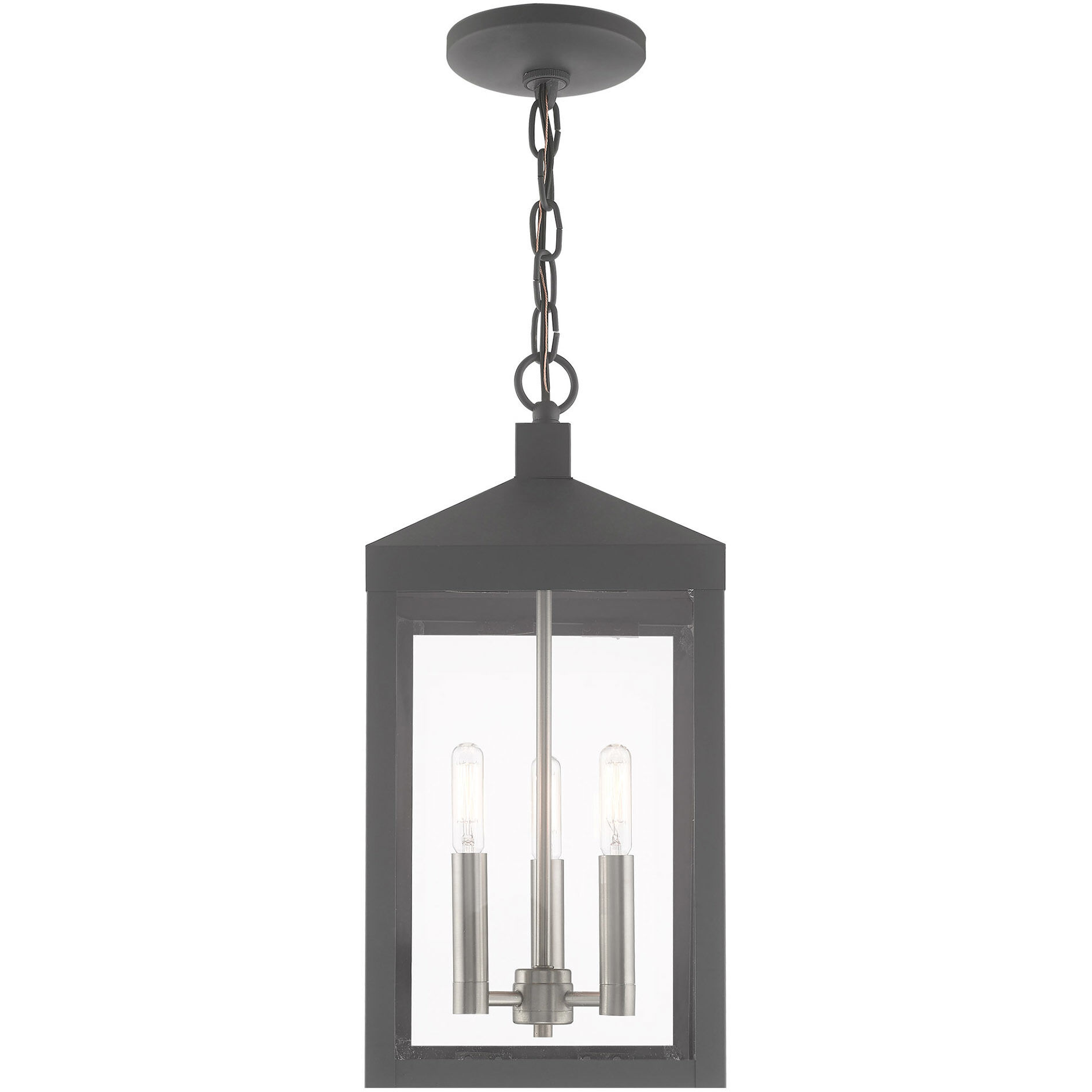 Nyack 3 Light 8.25 inch Scandinavian Gray Outdoor Pendant Lantern