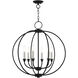 Milania 6 Light 25 inch Black with Brushed Nickel Accents Chandelier Ceiling Light