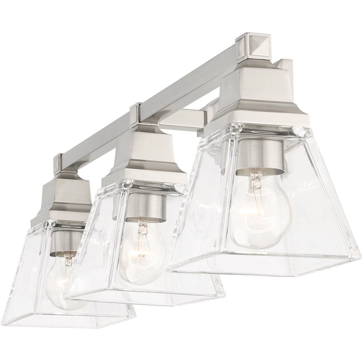 Mission 3 Light 25 inch Brushed Nickel Vanity Sconce Wall Light