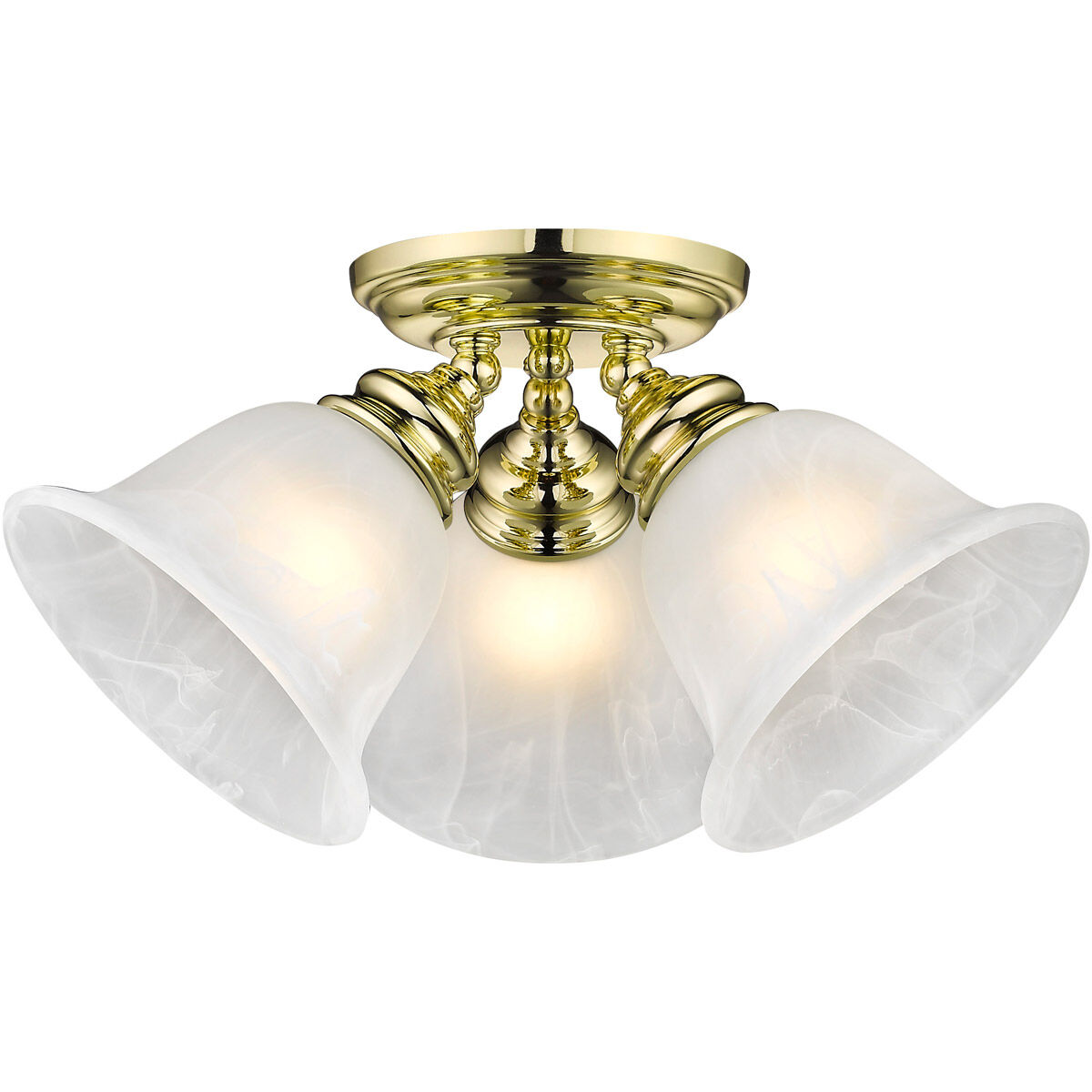 Essex 3 Light 15 inch Polished Brass Semi-Flush Mount Ceiling Light
